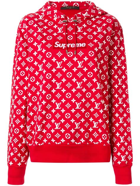 red supreme hoodie louis vuitton